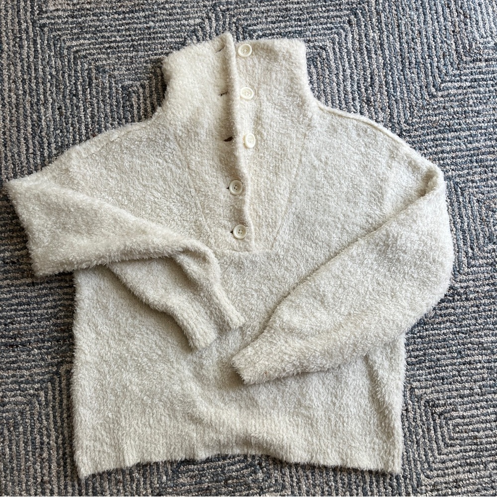 SKIN fuzzy wool sweater with collar